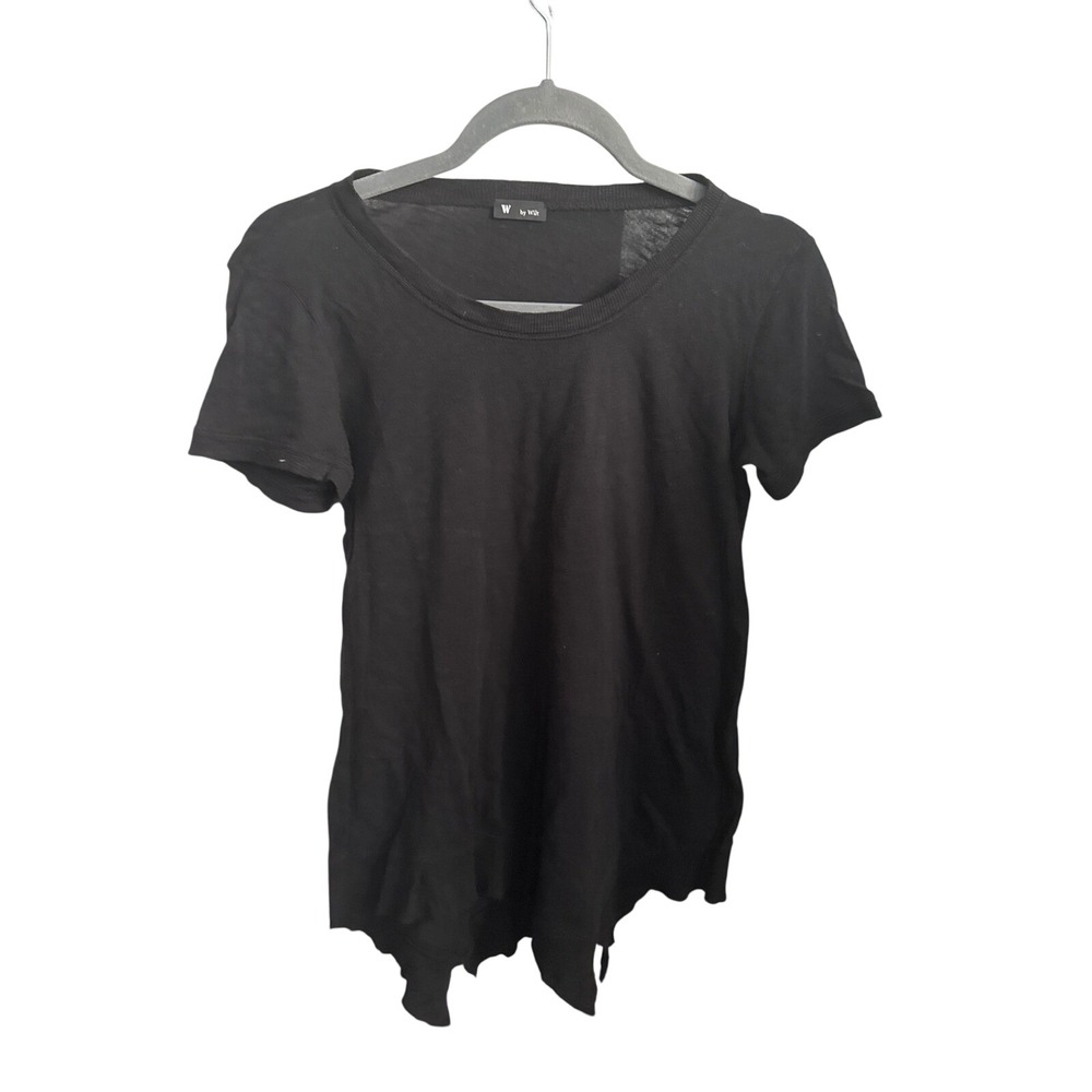 W by Wilt Black Distressed Raw Hem Tunic Tee Shirt Womens Small